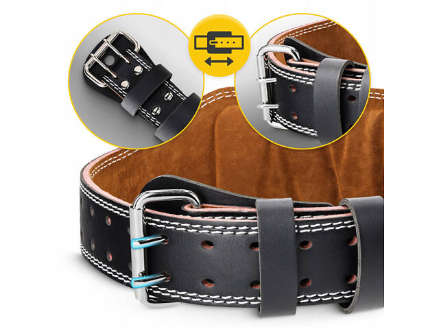Пояс для важкої атлетики 4FIZJO шкіряний Size L Black (P-5905973404310) - Фото 10