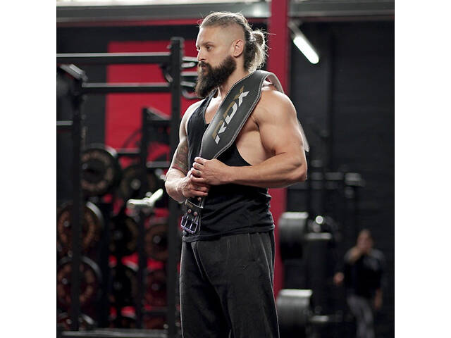 Пояс для важкої атлетики RDX 6 шкіряний Black Gold S - Фото 4