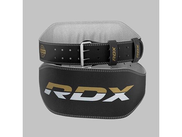 Пояс для важкої атлетики RDX 6 шкіряний Black Gold S - Фото 8