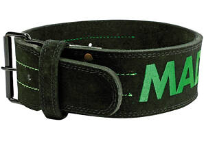 Пояс для важкої атлетики MadMax MFB-301 Suede Single Prong шкіряний Black/Green L