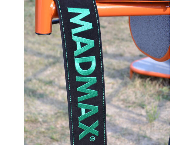 Пояс для важкої атлетики MadMax MFB-301 Suede Single Prong шкіряний Black/Green L - Фото 5