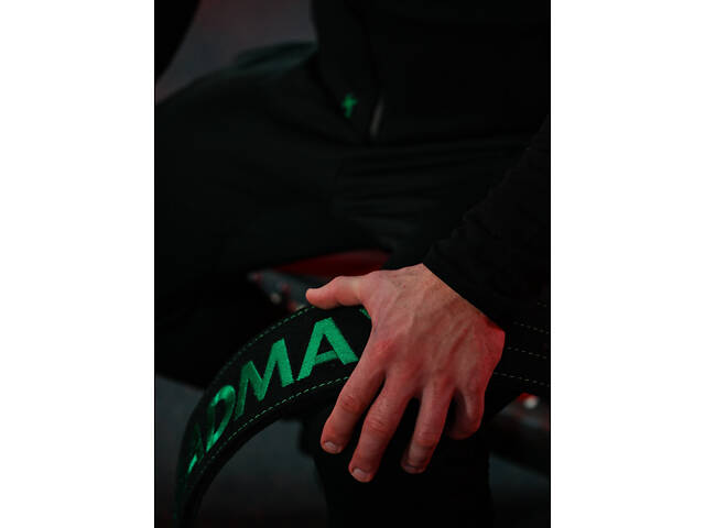 Пояс для важкої атлетики MadMax MFB-301 Suede Single Prong шкіряний Black/Green L - Фото 9