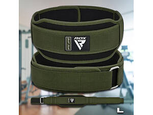 Пояс для важкої атлетики пауерліфтингу атлетичний пояс неопреновий RDX RX5 Double Belt зелений L
