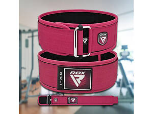 Пояс для важкої атлетики пауерліфтингу атлетичний пояс неопреновий RDX RX1 Weight Рожевий розмір S
