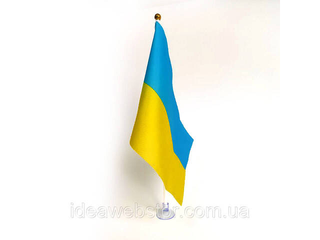 Флажок Украины набор из 3-х штук полиэстер 14*21 см на палочке с присоской. - Фото 5
