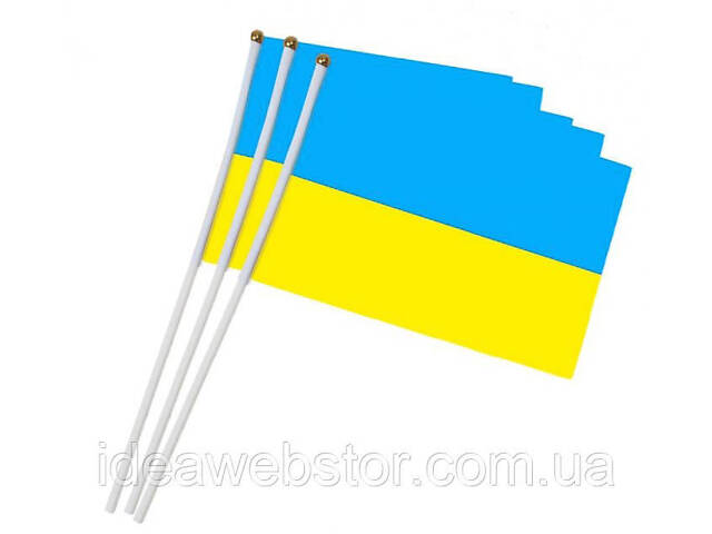 Флажок Украины набор из 3-х штук полиэстер 14*21 см на палочке с присоской. - Фото 6