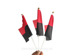 Флажок УПА набор из 3-х штук полиэстер 14*21 см на палочке с присоской.