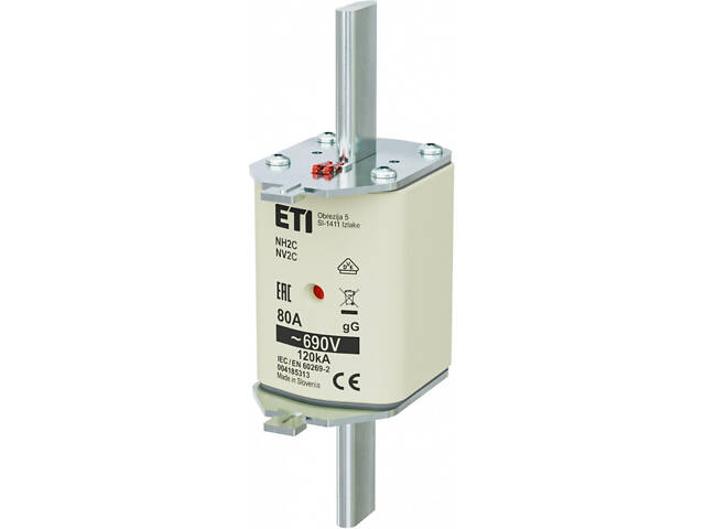 Запобіжник ножовий з плавкою вставкою 80А gG NH2C 690В [4185313] KOMBI ETI - Фото 1