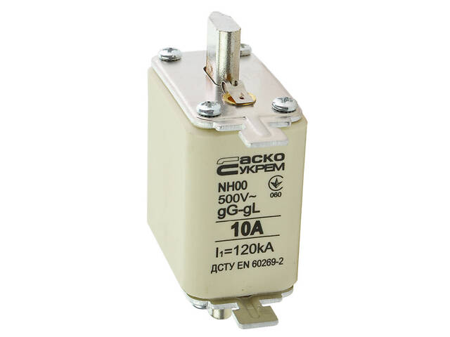 Запобіжник ножовий з плавкою вставкою NH00 10A gG [A0050010007] АСКО - Фото 2