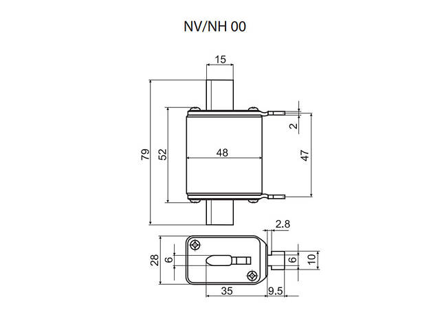 Запобіжник ножовий з плавкою вставкою NH00 160A gG [4182216] KOMBI ETI - Фото 2
