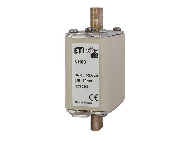 Запобіжник ножовий з плавкою вставкою NH00 80A gBat 80V DC Battery [4110081] ETI - Фото 1
