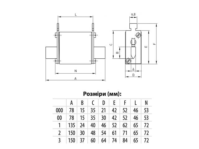 Запобіжник ножовий з плавкою вставкою NH000 125A gS [4721249] M000 ETI - Фото 4