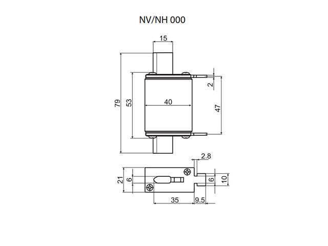 Запобіжник ножовий з плавкою вставкою NH000 20A gG [4181206] KOMBI ETI - Фото 2