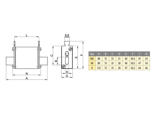 Запобіжник ножовий з плавкою вставкою NH000 40A gR [4331024] M000UQU-N ETI - Фото 2
