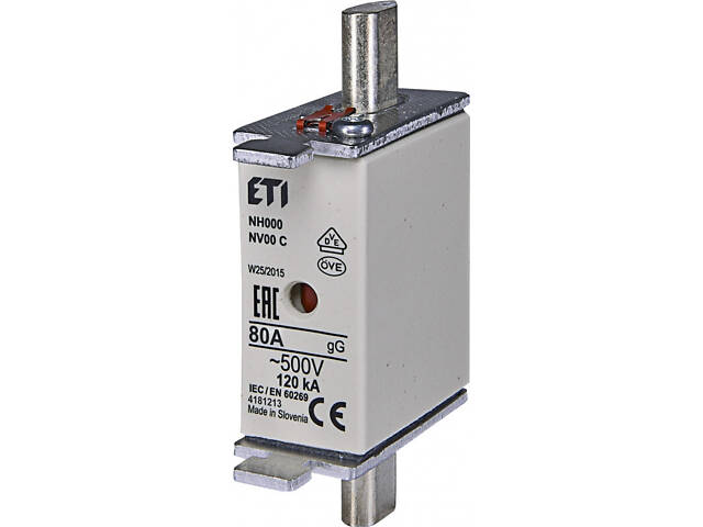 Запобіжник ножовий з плавкою вставкою NH000 80A gG [4181213] KOMBI ETI - Фото 1