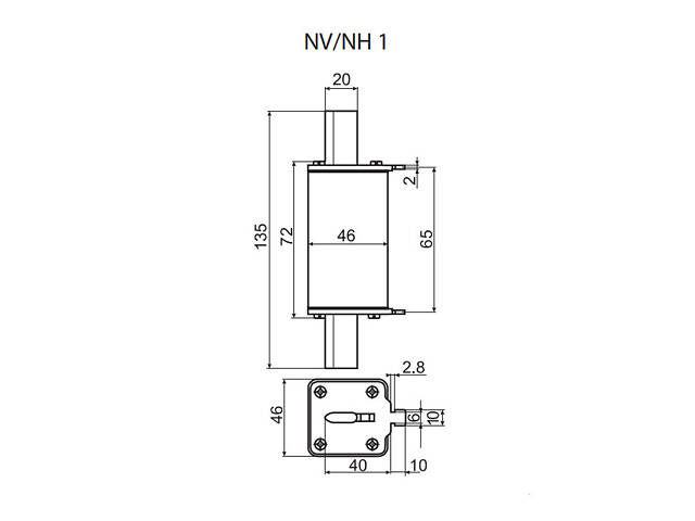 Запобіжник ножовий з плавкою вставкою NH1 224A gG [4184218] KOMBI ETI - Фото 2