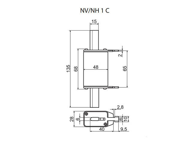 Запобіжник ножовий з плавкою вставкою NH1C 50A gG [4184211] KOMBI ETI - Фото 2