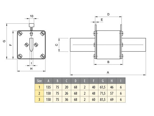 Запобіжник ножовий з плавкою вставкою NH3 630A aR [4335216] M3UQU-N ETI - Фото 2