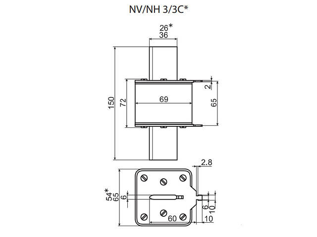 Запобіжник ножовий з плавкою вставкою NH3С 355A gG [4186223] KOMBI ETI - Фото 2
