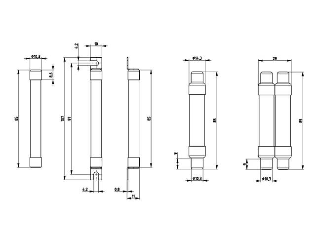 Запобіжник циліндричний плавкий 10A gPV 10x85мм 1500В 50кА [2625214] CH SU ETI - Фото 3