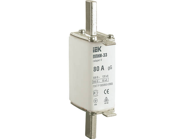 Запобіжник ножовий з плавкою вставкою NH0 80A gG [DPP20-080] ППНИ-33 UEC - Фото 1