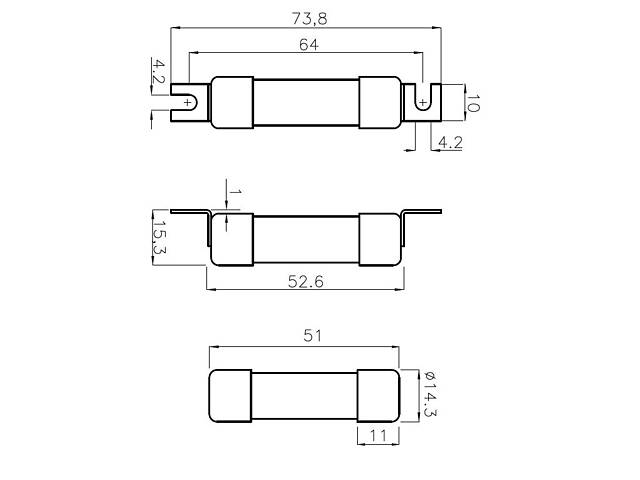 Запобіжник циліндричний плавкий 32A gPV 14x51мм 1000В 10кА [2637111] CH ETI - Фото 3