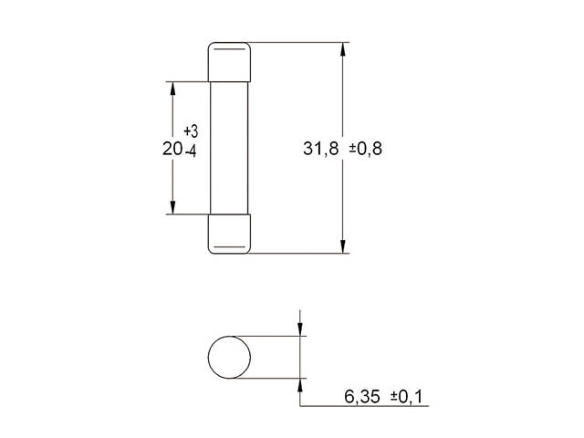 Запобіжник циліндричний плавкий 4A HT 6,3x32мм 500В [6710325] CH ETI - Фото 2