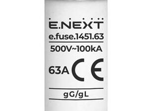 Запобіжник циліндричний плавкий 63А gG/gL 14х51мм [i0610025] e.fuse.1451.63 E.NEXT