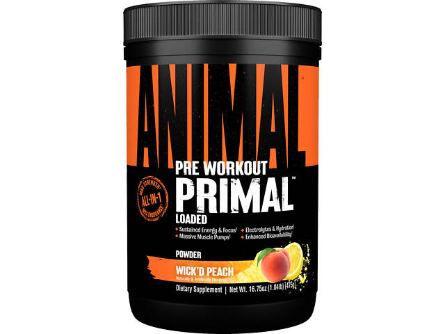 Передтренувальний комплекс Universal Nutrition Animal Primal Pre-Workout 475 г Wick'd Peach - Фото 1