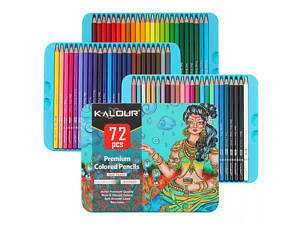 Премиум-набор цветных масляных карандашей KALOUR 72 цвета в металлической коробке