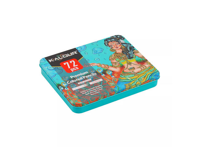 Преміум-набір кольорових олійних олівців KALOUR 72 кольори в металевій коробці. - Фото 2