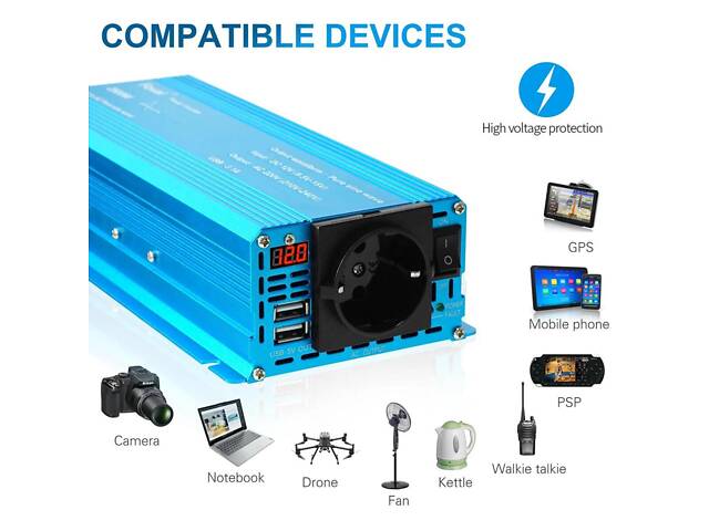 Перетворювач інвертор з 12 В на 220 В 2600 Вт No1931 - Фото 5