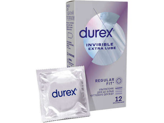 Презервативи Durex Invisible Extra Lube ультратонкі з додатк. змазкою 12 шт. (5052197057089) - Фото 1