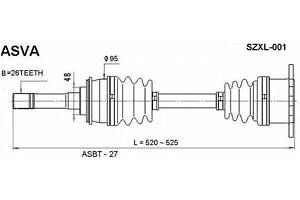 ПРИВОД ЛЕВЫЙ 26X525 (SUZUKI GRAND VITARA 99-) ASVA SZXL001 на SUZUKI GRAND VITARA XL-7 I (FT)