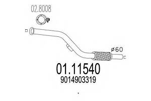 Прийомна труба вихлопної системи MTS 0111540 на MERCEDES-BENZ SPRINTER 2-t автобус (901, 902)