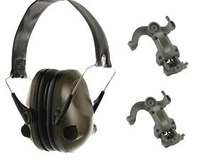 Профессиональные защитные наушники + крепление чебурашки олива