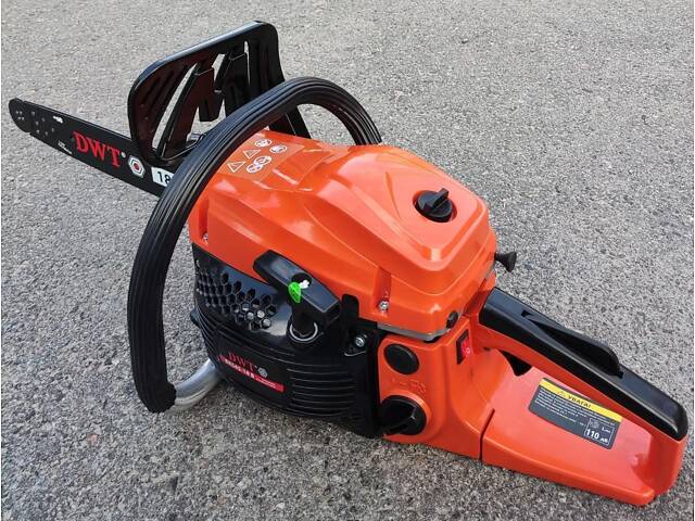 Профессиональная бензиновая цепная пила (бензопила) DWT BKS45-18: 45см3 двигатель, 1.8 кВт - Фото 2