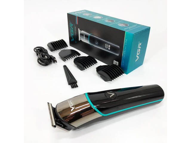 Професійна машинка для стрижки волосся триммер VGR V-291 з насадками, електробритва. Колір: зелений - Фото 6