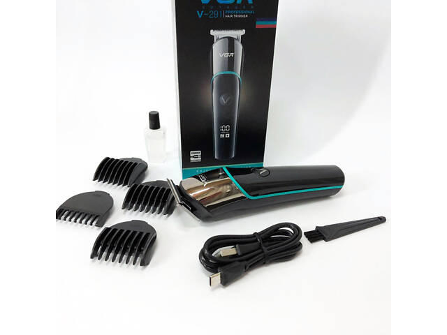 Професійна машинка для стрижки волосся триммер VGR V-291 з насадками, електробритва. Колір: зелений - Фото 9