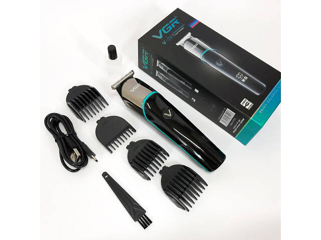 Професійна машинка для стрижки волосся триммер VGR V-291 з насадками, електробритва. Колір: зелений - Фото 14