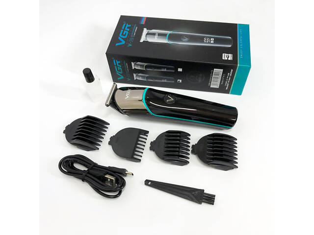 Професійна машинка для стрижки волосся триммер VGR V-291 з насадками, електробритва. Колір: зелений - Фото 15