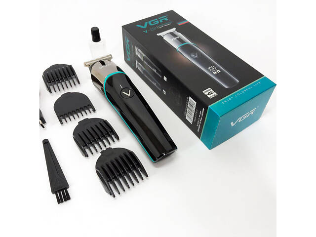 Професійна машинка для стрижки волосся триммер VGR V-291 з насадками, електробритва. Колір: зелений - Фото 16