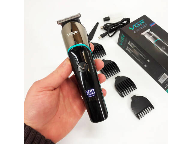 Професійна машинка для стрижки волосся триммер VGR V-291 з насадками, електробритва. Колір: синій - Фото 2