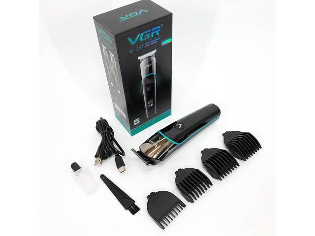 Професійна машинка для стрижки волосся триммер VGR V-291 з насадками, електробритва. Колір: синій - Фото 3