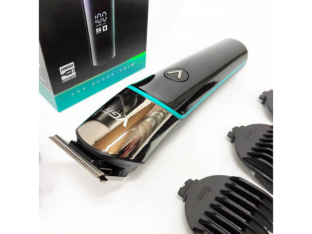 Професійна машинка для стрижки волосся триммер VGR V-291 з насадками, електробритва. Колір: синій - Фото 7