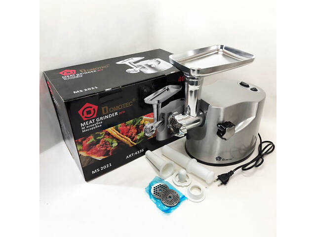 Професійна м'ясорубка DOMOTEC MS-2021S із нержавіючої сталі 3000 Вт, м'ясорубка електрична метал - Фото 1