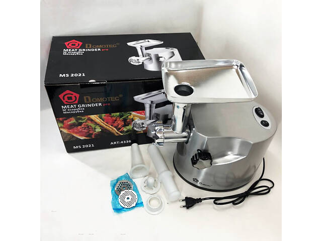 Професійна м'ясорубка DOMOTEC MS-2021S із нержавіючої сталі 3000 Вт, м'ясорубка електрична метал - Фото 10