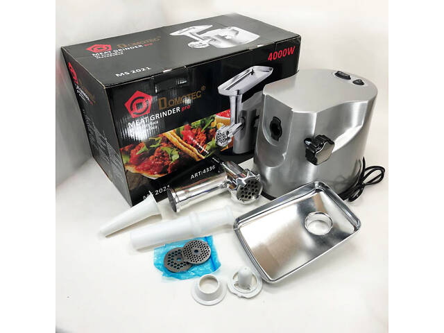 Професійна м'ясорубка DOMOTEC MS-2021S із нержавіючої сталі 3000 Вт, м'ясорубка електрична метал - Фото 15