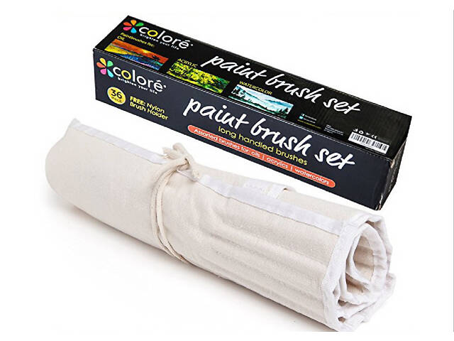 Професійний набір пензлів для малювання Colore 36 штук у тканинному футлярі. - Фото 2