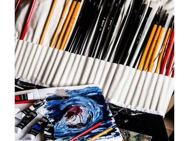 Професійний набір пензлів для малювання Colore 36 штук у тканинному футлярі. - Фото 6